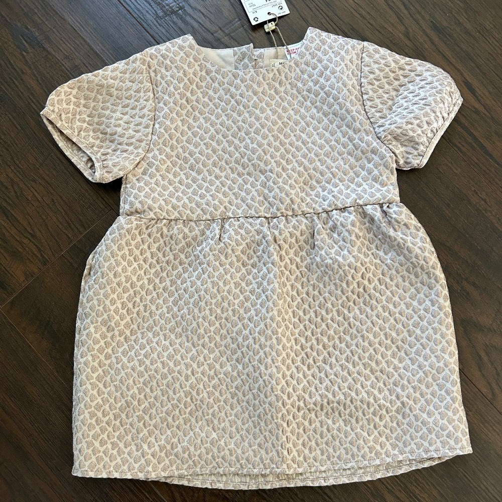 NWT Mango Baby Dress Size 18-24 mths Gold/Beige